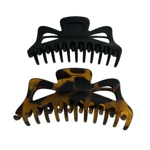 NWOT Kitsch Two Jumbo Extra Large Classic Hair Claw Clips Black & Tortoise Color